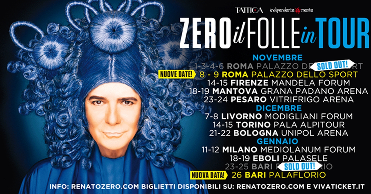 renato zero tour 2023 biglietti roma